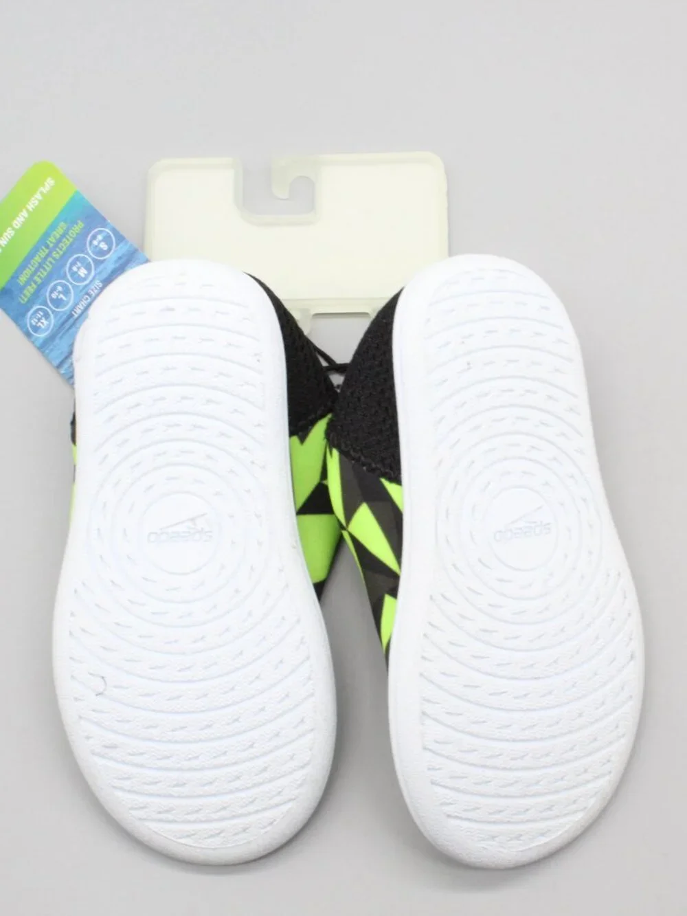 Speedo Kids Splash & Sun BoSpeedootie Water Shoes Size S 5-6 Green Black Geo NWT